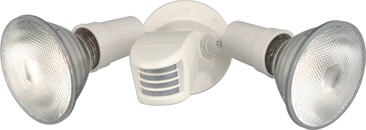 Nuvo 2-Light 10" Flood Light Exterior w/ Swivel & Motion Sensor in White Finish